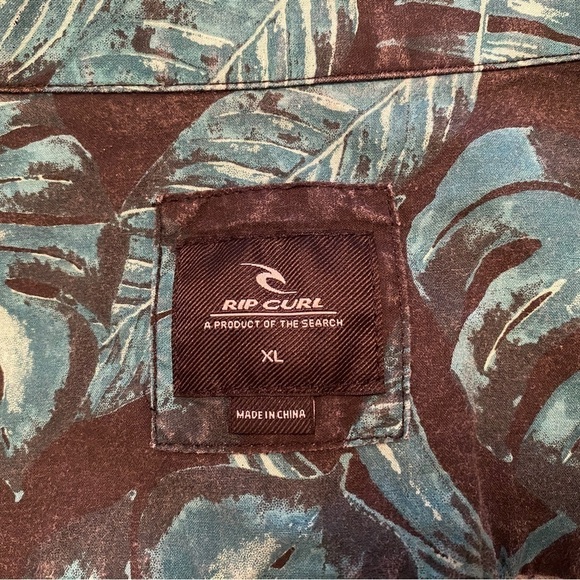 RIP CURL Green Floral Aloha Hawaiian Tropical Shirt Men XL - Picture 4 of 6